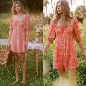 Spell Love Story Mini Dress Red Coral Medium